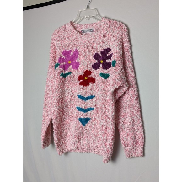 Vintage Chunky Knit Sweater Botanical Bikini Bottom Flor Pattern Womens Sz Large - Picture 2 of 14